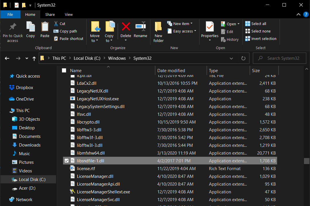 Copy DLL into C:\Windows\System32