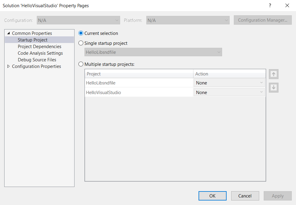 Change active project to selection